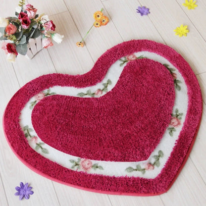 Bath Mat Heart-Shaped Tufted Microfiber & Non-Slip