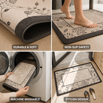Bath Mat Marble Pattern Plush Non-Slip & Machine Washable