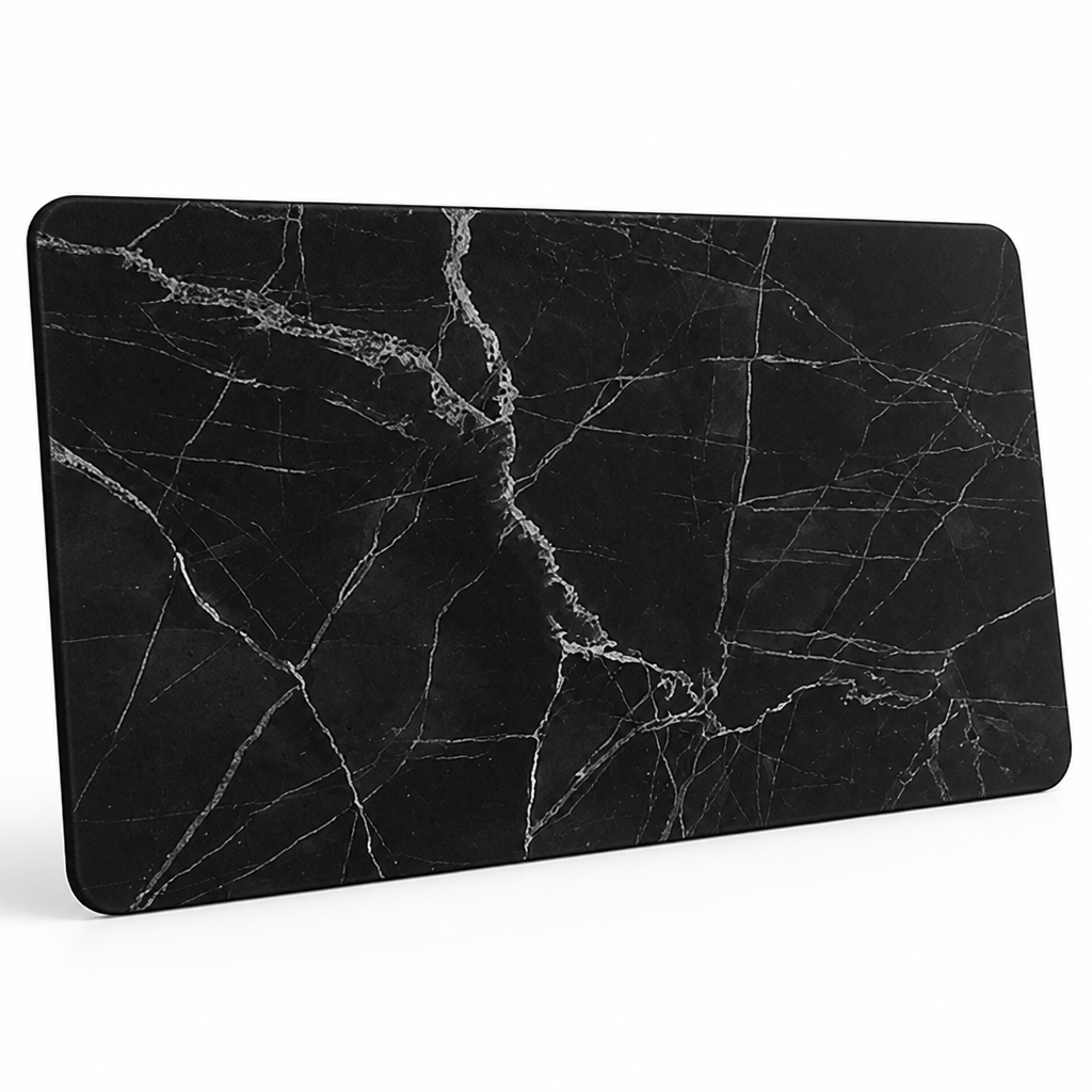 Bath Mat Marble Pattern Plush Non-Slip & Machine Washable