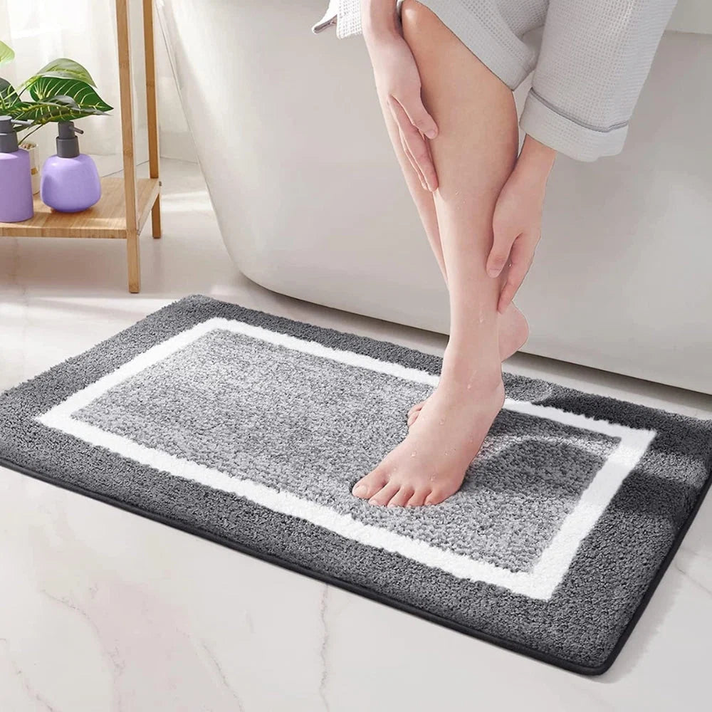 Bath Mat Microfiber Anti-Slip Backing Machine Washable