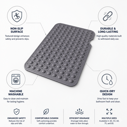 Bath Mat Non-Slip Cushioned Machine Washable & Quick-Dry