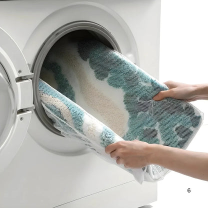 Bath Mat Ocean Wave Absorbent Microfiber Non-Slip Backing