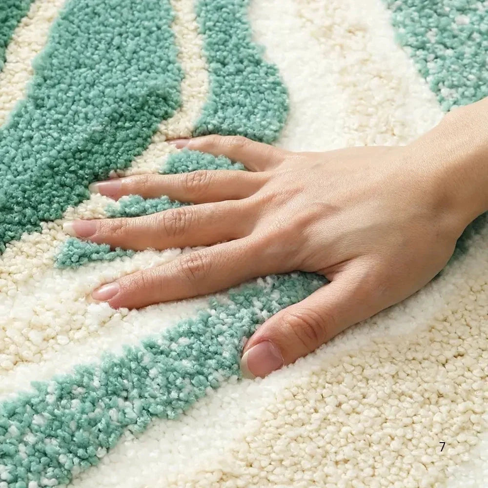 Bath Mat Ocean Wave Absorbent Microfiber Non-Slip Backing