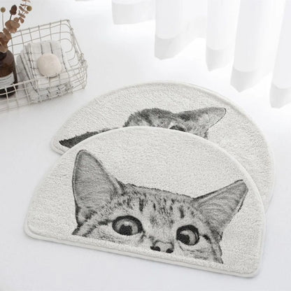 Bath Mat Playful Cat Design Non-Slip Machine Washable