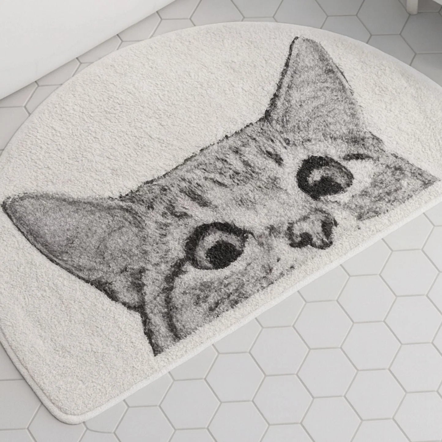 Bath Mat Playful Cat Design Non-Slip Machine Washable