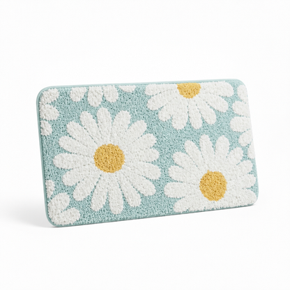 Bath Mat Plush Daisy Quick-Absorb Non-Slip Backing