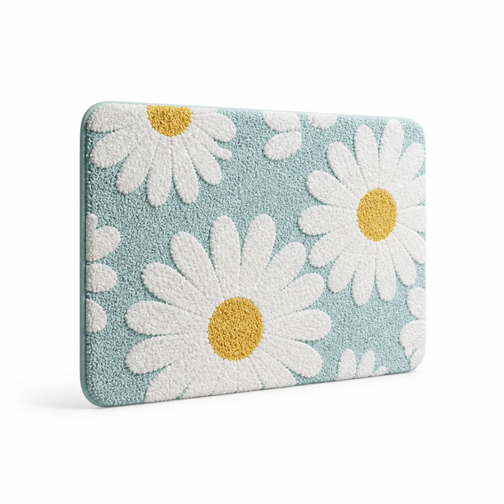 Bath Mat Plush Daisy Quick-Absorb Non-Slip Backing