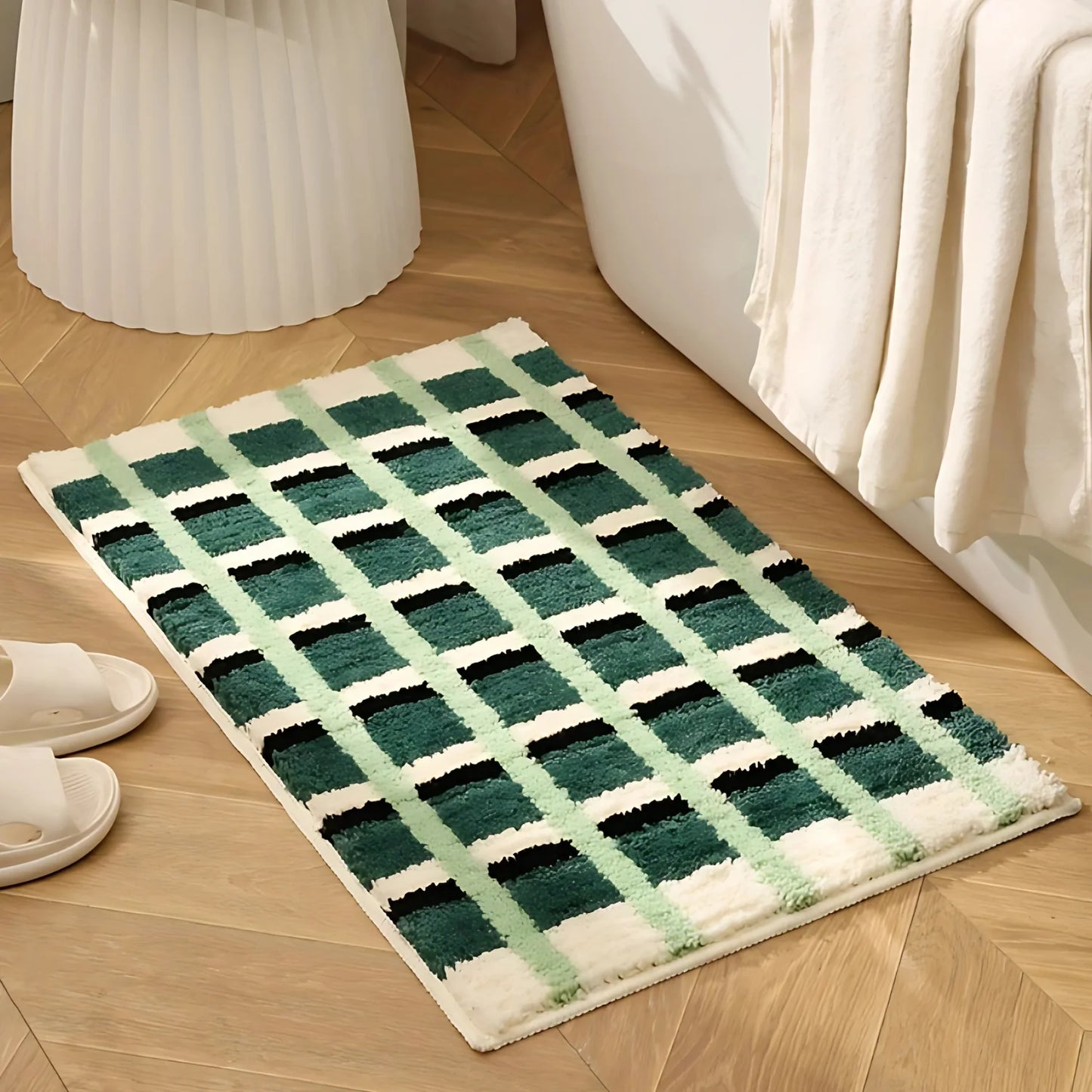 Bath Mat Plush Flocked Anti-Slip Machine Washable
