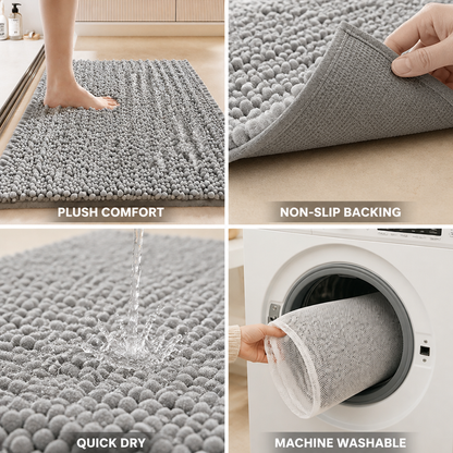 Bath Mat Plush Textured Non-Slip & Quick-Dry