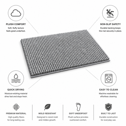 Bath Mat Plush Textured Non-Slip & Quick-Dry