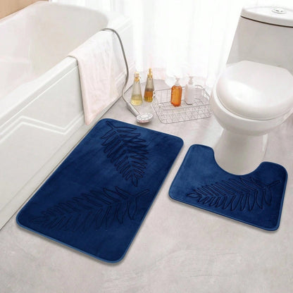 Bath Mat Set Memory Foam & Velvet Top Non-Slip