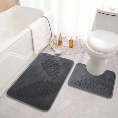 Bath Mat Set Memory Foam & Velvet Top Non-Slip