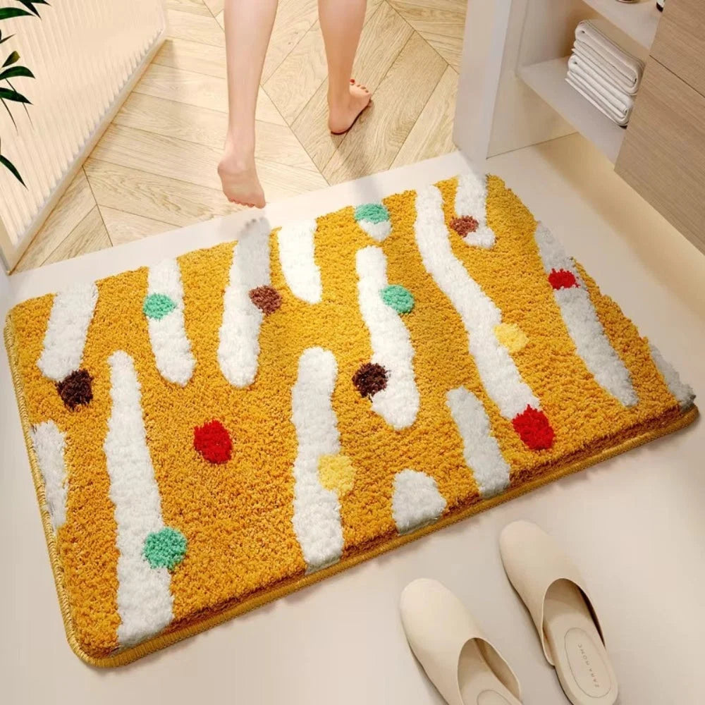 Bath Mat Silicone Non-Slip Quick-Dry Wave Dots