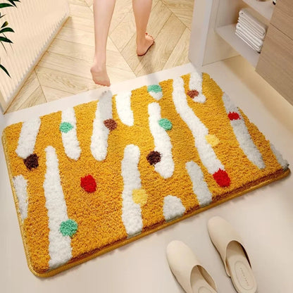 Bath Mat Silicone Non-Slip Quick-Dry Wave Dots
