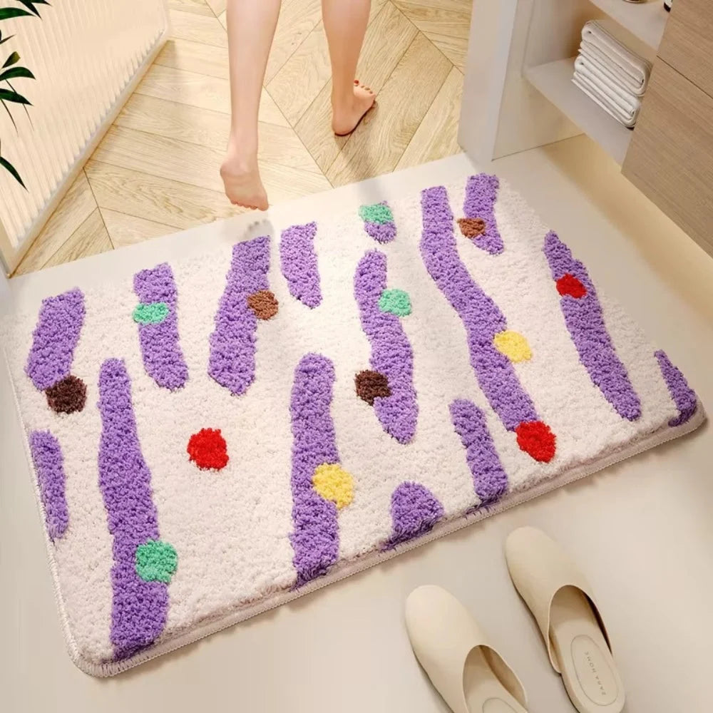 Bath Mat Silicone Non-Slip Quick-Dry Wave Dots
