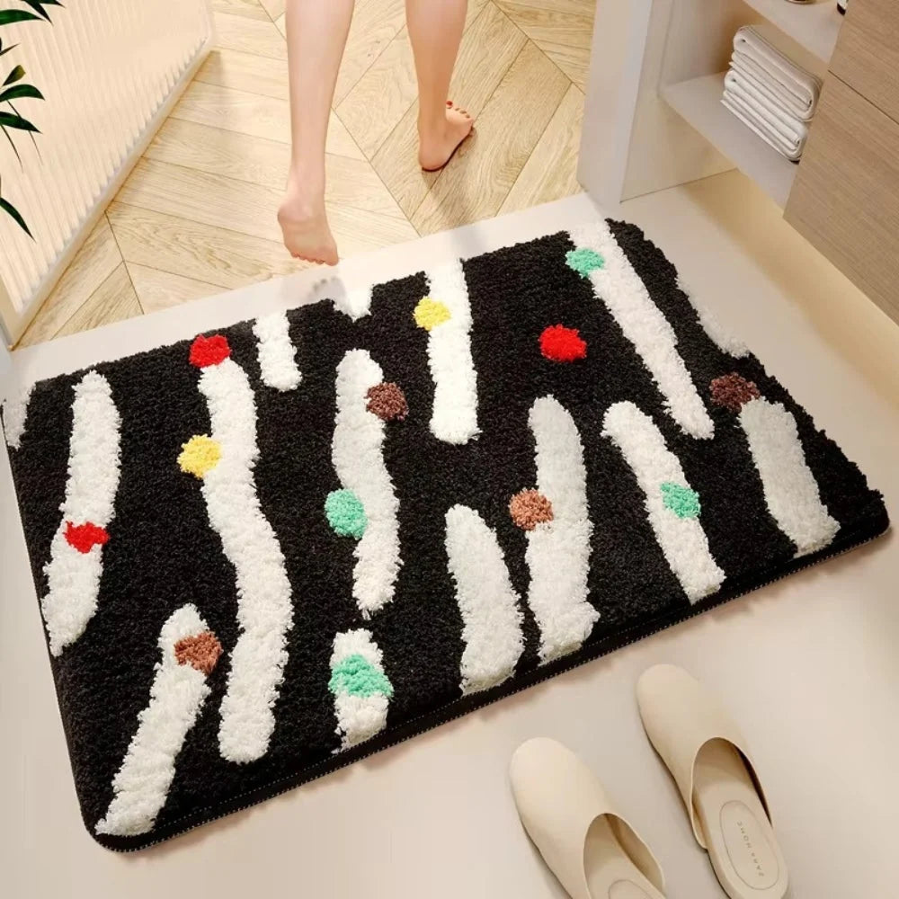 Bath Mat Silicone Non-Slip Quick-Dry Wave Dots