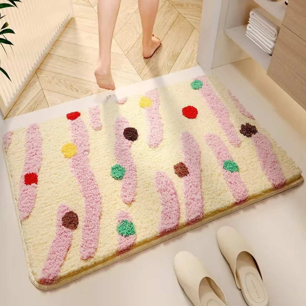 Bath Mat Silicone Non-Slip Quick-Dry Wave Dots