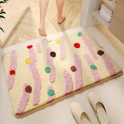 Bath Mat Silicone Non-Slip Quick-Dry Wave Dots