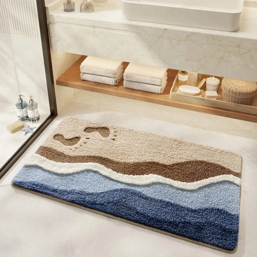 Bath Mat Soft Flocking Non-Slip Machine Washable