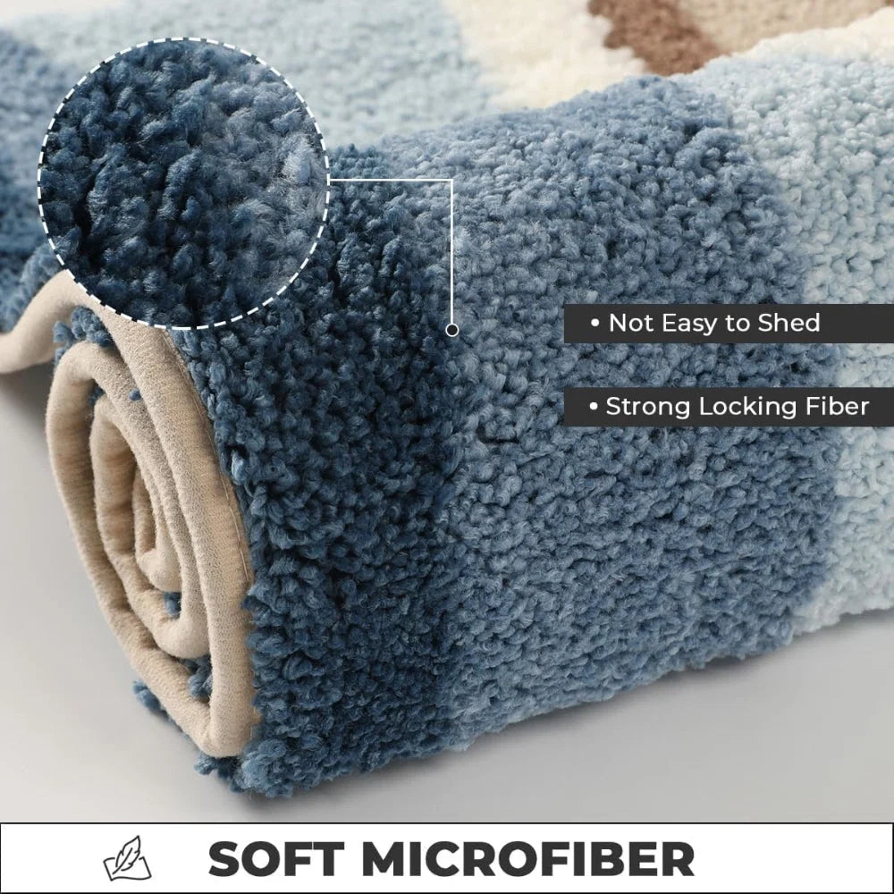 Bath Mat Soft Flocking Non-Slip Machine Washable