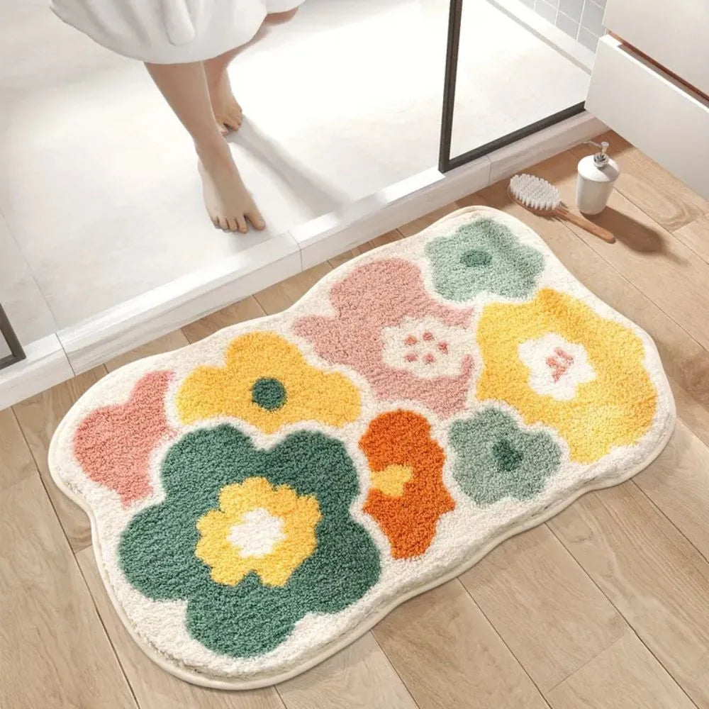 Bath Mat Tufted Microfiber Non-Slip Absorbent Machine Washable