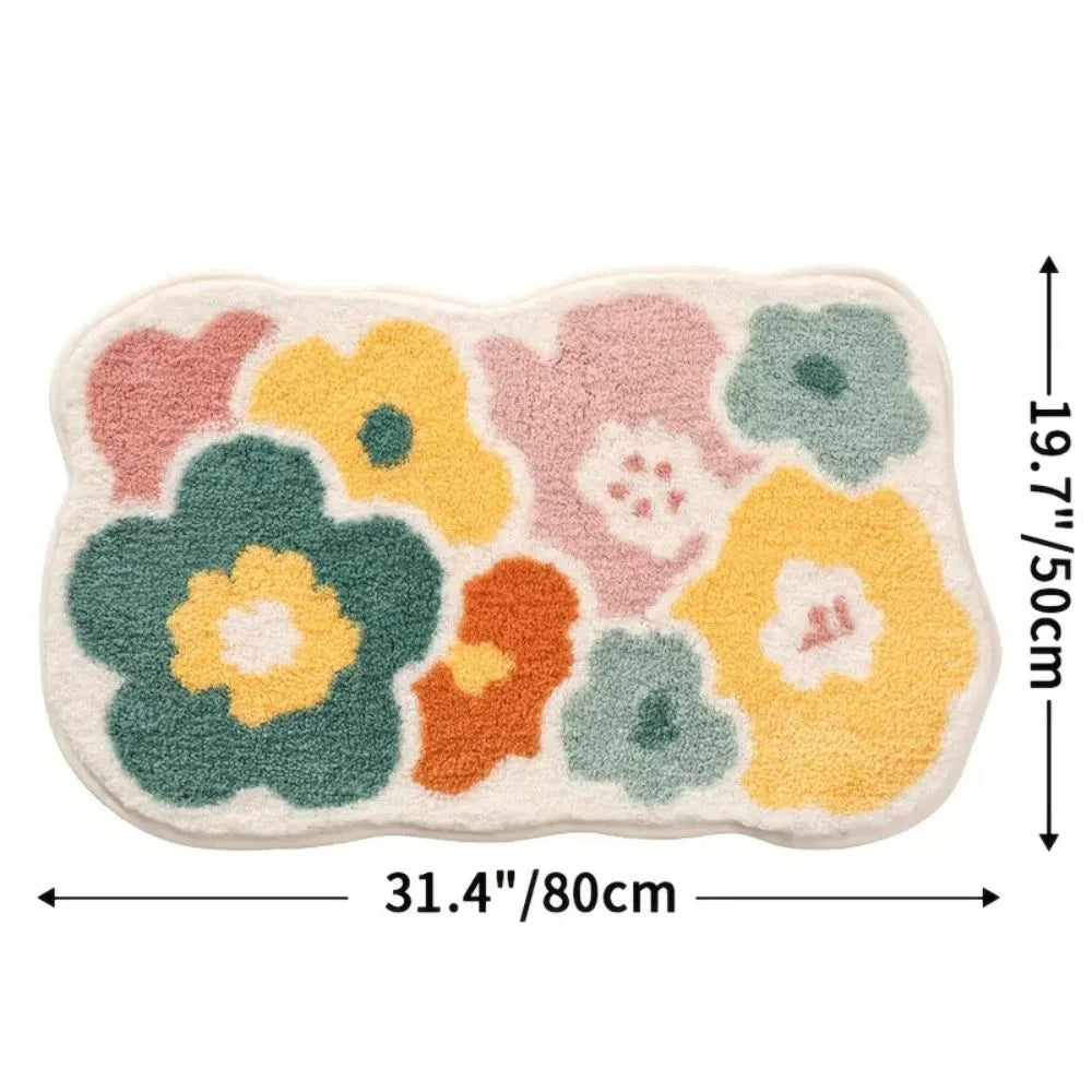 Bath Mat Tufted Microfiber Non-Slip Absorbent Machine Washable
