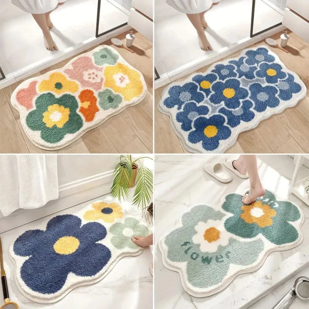 Bath Mat Tufted Microfiber Non-Slip Absorbent Machine Washable