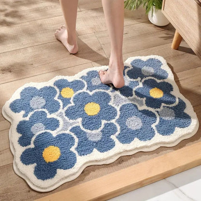 Bath Mat Tufted Microfiber Non-Slip Absorbent Machine Washable