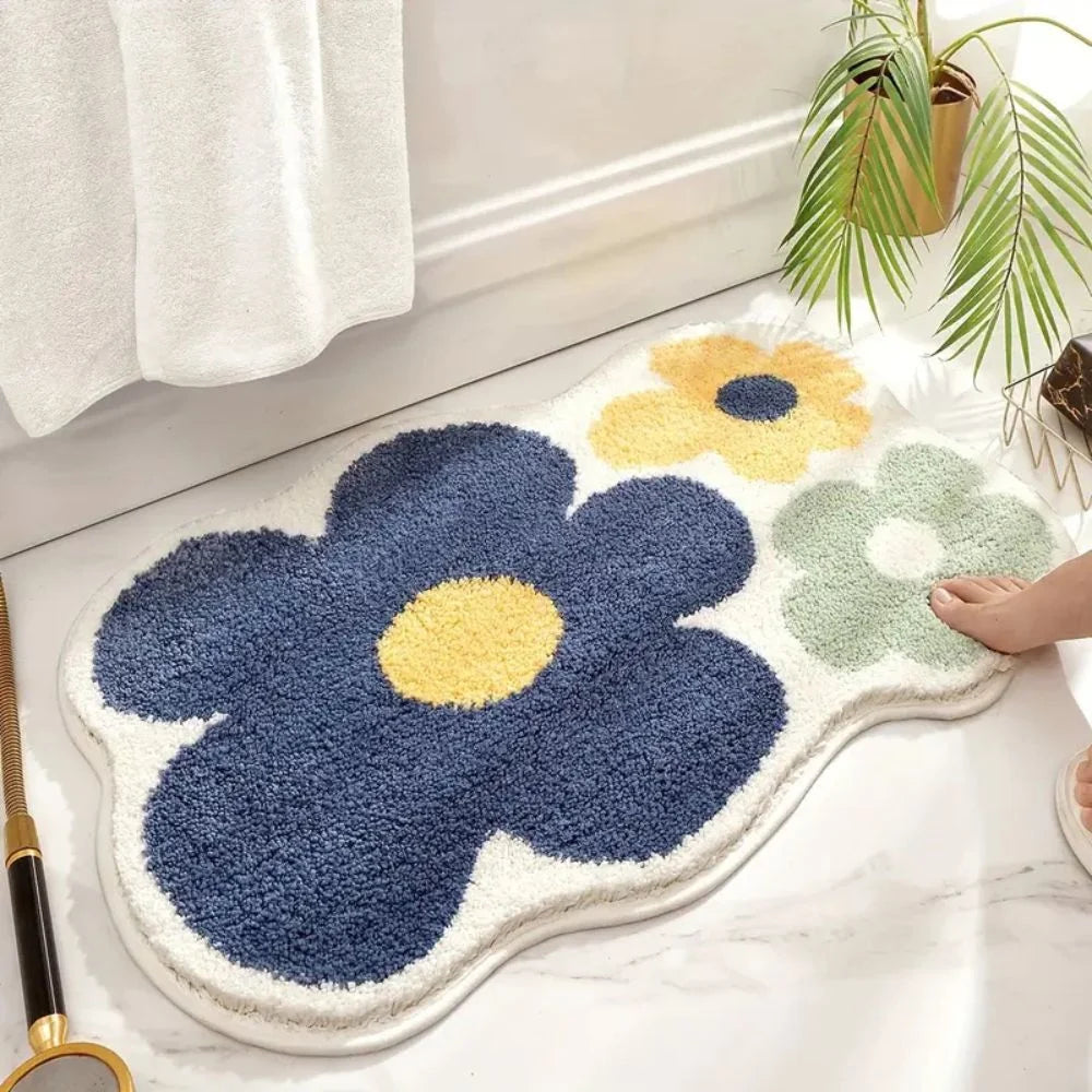 Bath Mat Tufted Microfiber Non-Slip Absorbent Machine Washable