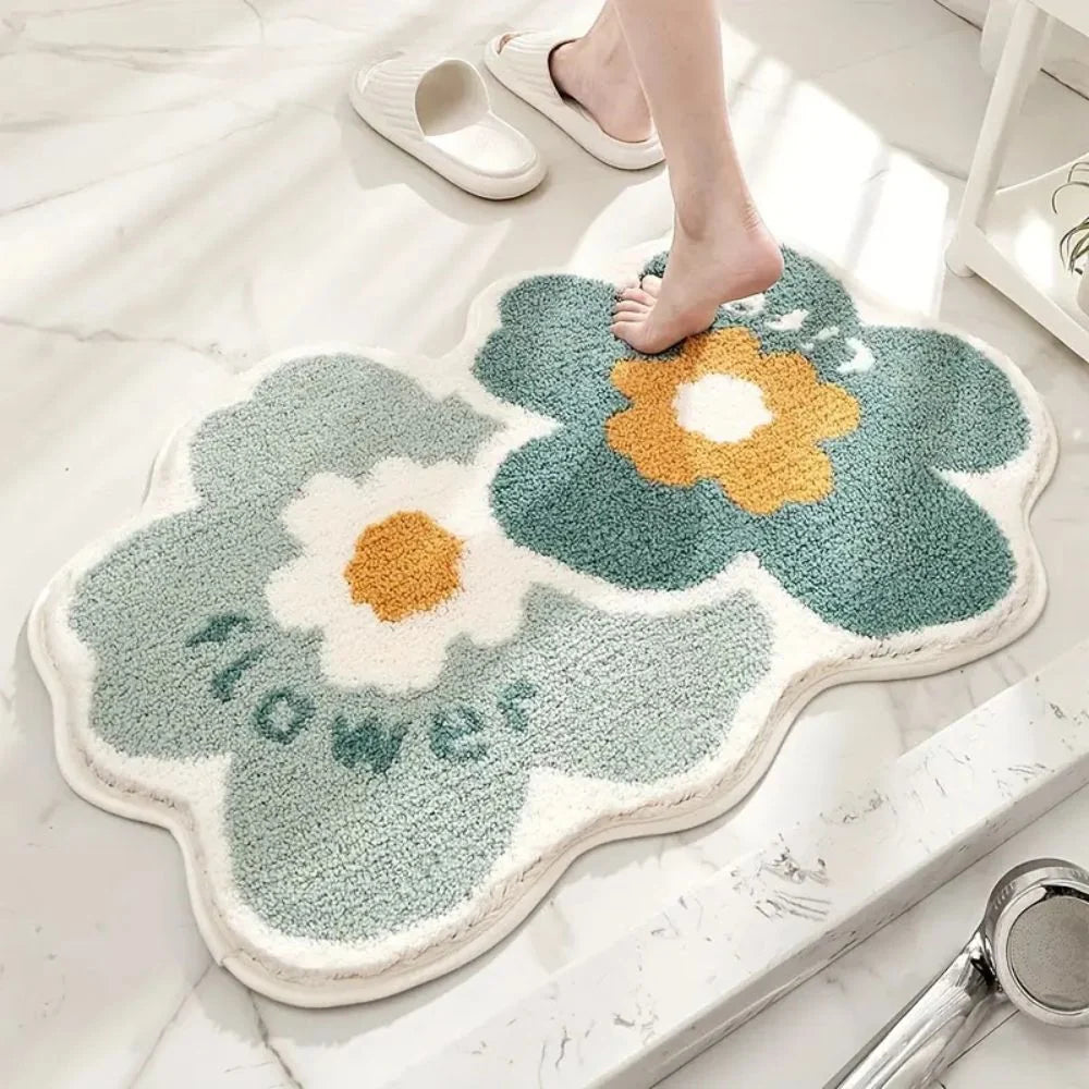 Bath Mat Tufted Microfiber Non-Slip Absorbent Machine Washable