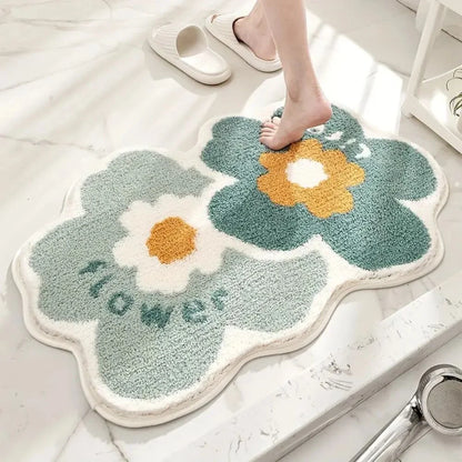 Bath Mat Tufted Microfiber Non-Slip Absorbent Machine Washable
