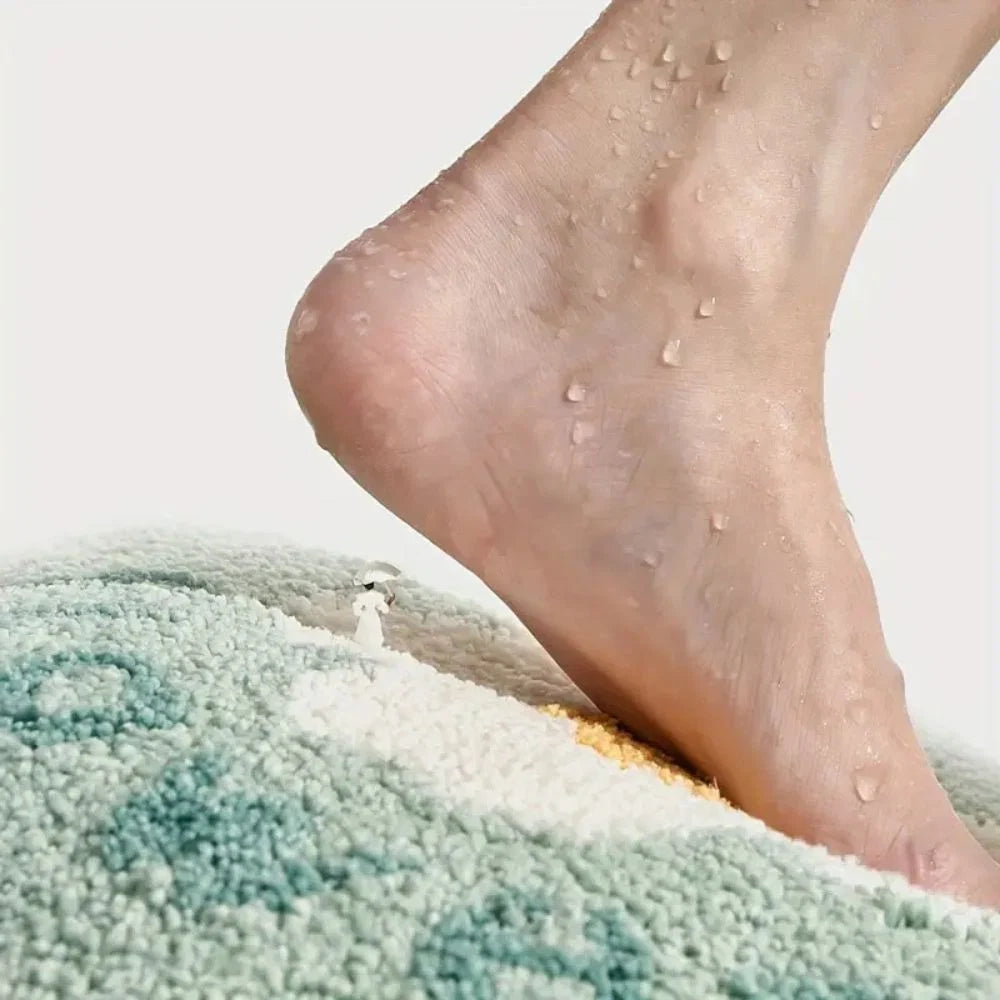 Bath Mat Tufted Microfiber Non-Slip Absorbent Machine Washable