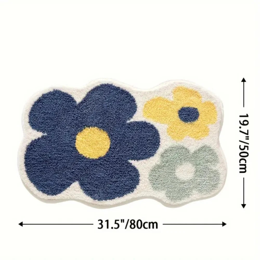 Bath Mat Tufted Microfiber Non-Slip Absorbent Machine Washable