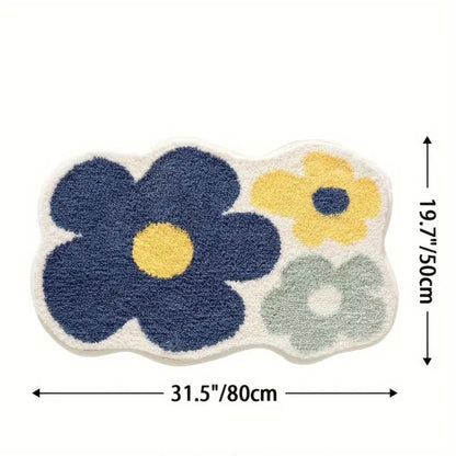 Bath Mat Tufted Microfiber Non-Slip Absorbent Machine Washable