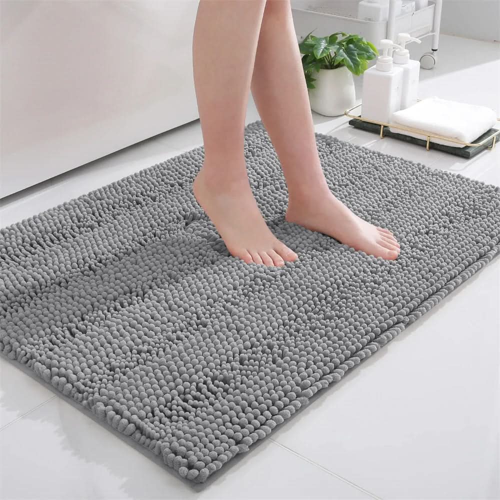 Bath Mat Ultra-Soft Chenille Quick-Dry Non-Slip Backing