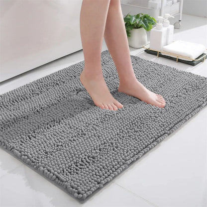 Bath Mat Ultra-Soft Chenille Quick-Dry Non-Slip Backing