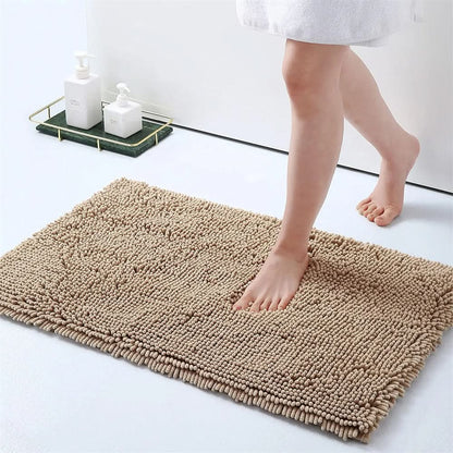 Bath Mat Ultra-Soft Chenille Quick-Dry Non-Slip Backing