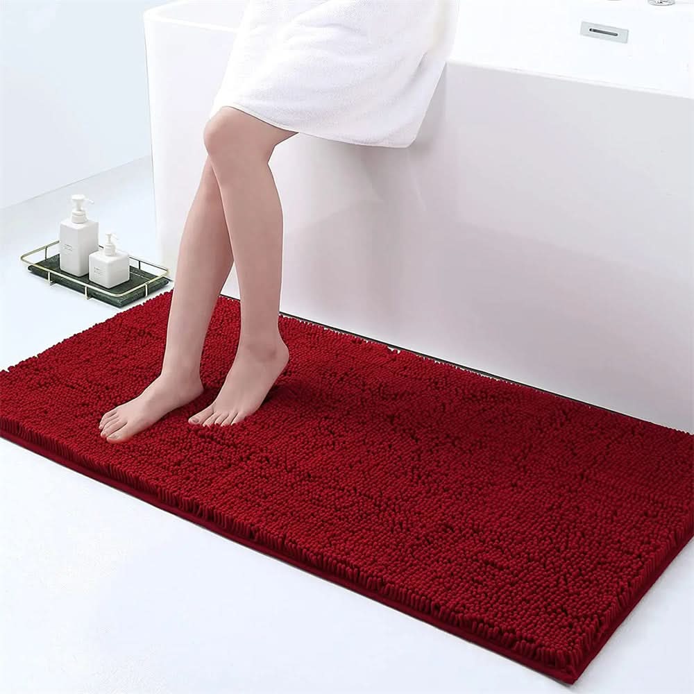 Bath Mat Ultra-Soft Chenille Quick-Dry Non-Slip Backing