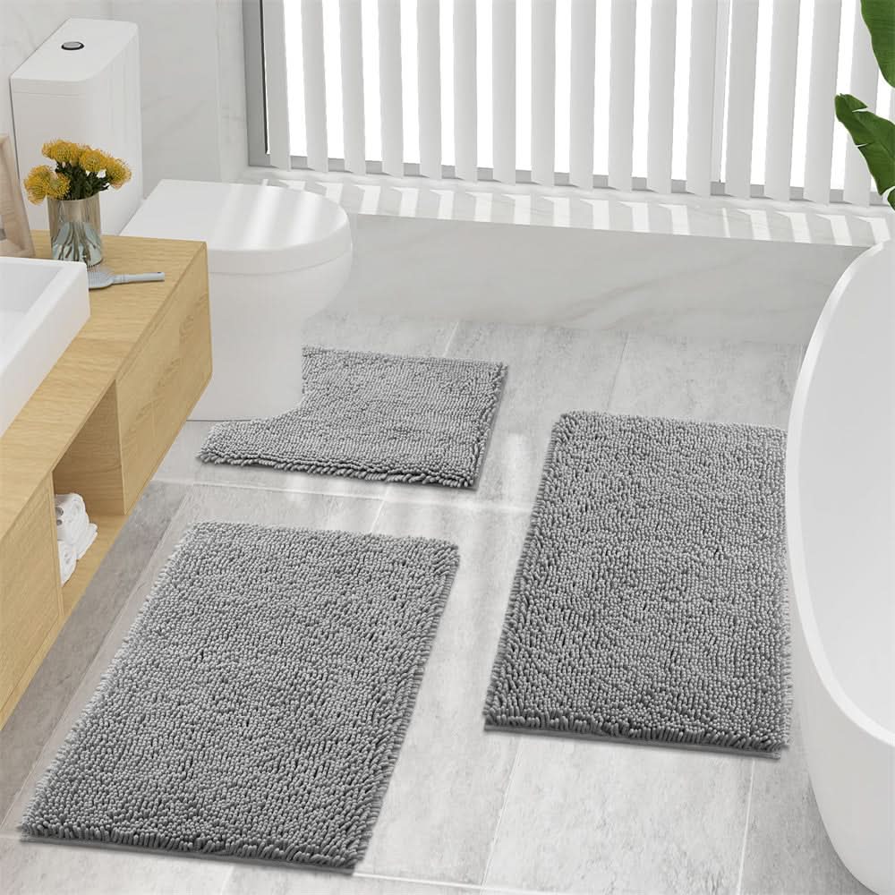 Bath Mat Ultra-Soft Chenille Quick-Dry Non-Slip Backing