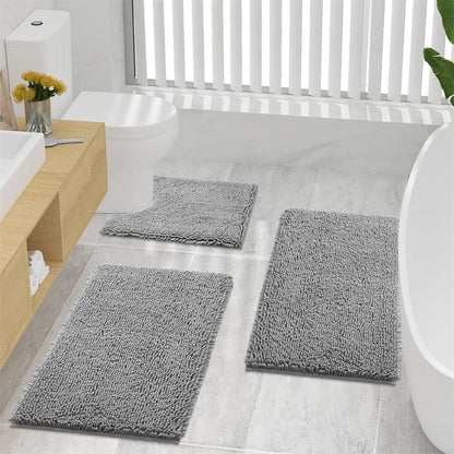 Bath Mat Ultra-Soft Chenille Quick-Dry Non-Slip Backing