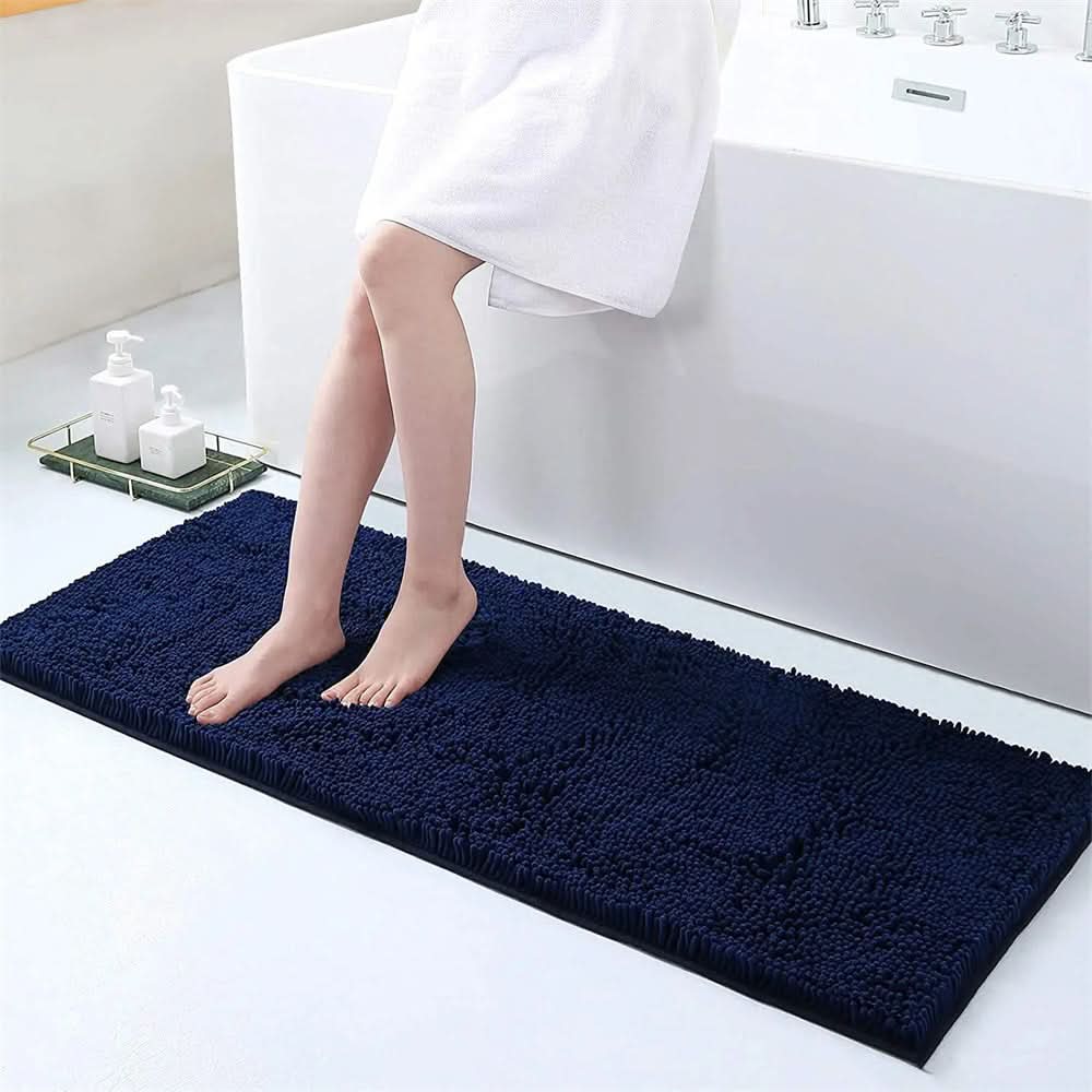Bath Mat Ultra-Soft Chenille Quick-Dry Non-Slip Backing