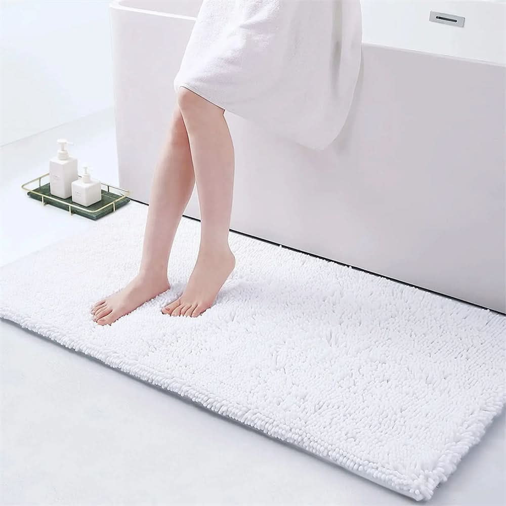 Bath Mat Ultra-Soft Chenille Quick-Dry Non-Slip Backing