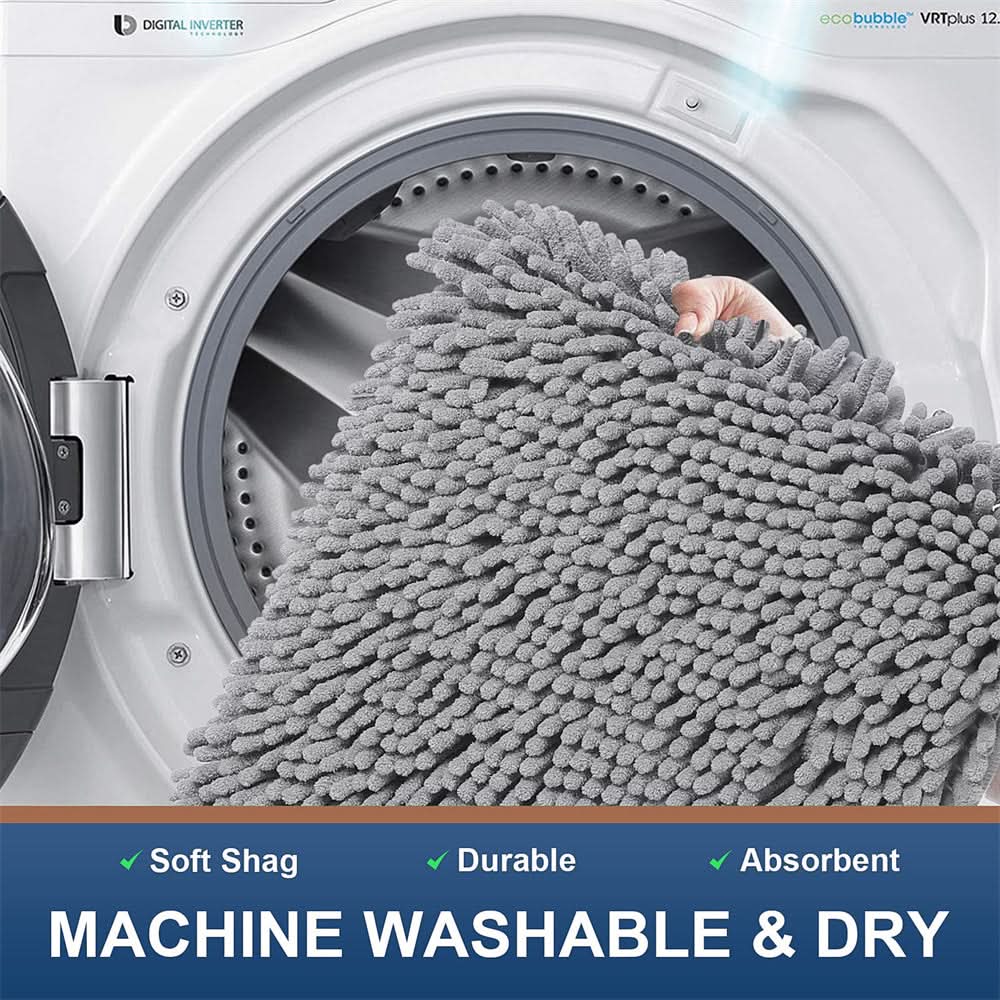 Bath Mat Ultra-Soft Chenille Quick-Dry Non-Slip Backing