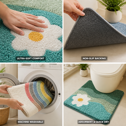 Bath Mat Ultra-Soft Non-Slip Backing & Machine Washable