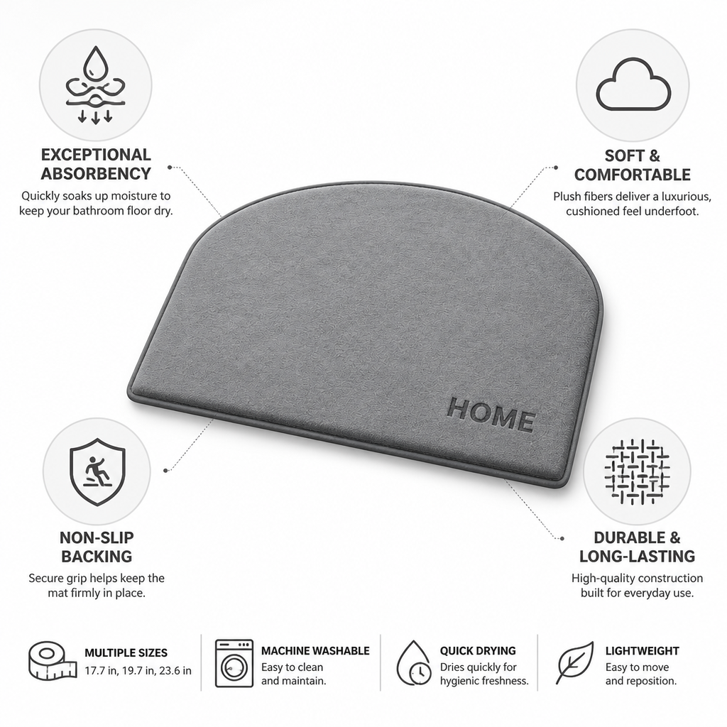Bath Mat Ultra-Soft Plush Absorbent & Non-Slip Backing