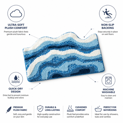 Bath Mat Ultra-Soft Plush Non-Slip Quick-Dry