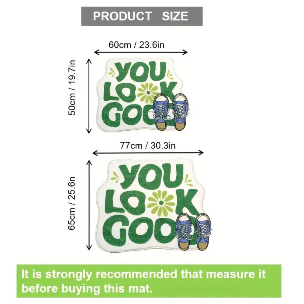 Bath Mat You Look Good Text Cotton Blend Non-Slip