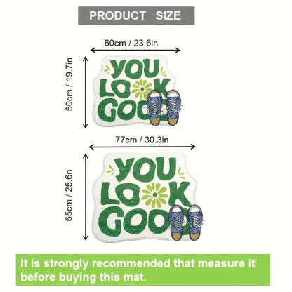 Bath Mat You Look Good Text Cotton Blend Non-Slip