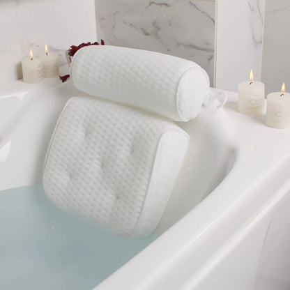 Bath Pillow Double-Cushioned Ergonomic Breathable 3D Mesh & Suction Cups