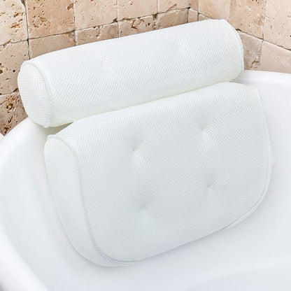 Bath Pillow Double-Cushioned Ergonomic Breathable 3D Mesh & Suction Cups